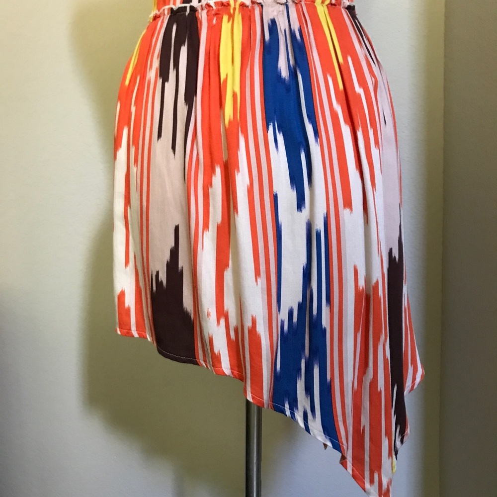 Jolt Unique Multi-colored Striped Asymmetrical Mini Skirt, Size Medium